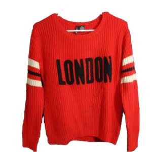 Ultra Flirt Red LONDON Knit Sweater Pullover Long Sleeves Womens SZ XS